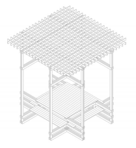 Progetto per costruzione di struttura di legno + tavolo e panche